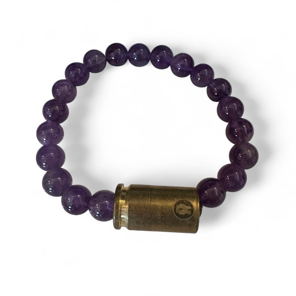 BRASS AND UNITY PURPLE BEADED BRACELETS WITH SIGNATURE BRASS DETAIL